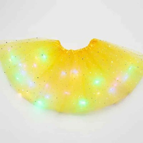 Jupe Tutu Lumineuse À Paillettes Et Étoiles En Tulle Pour Femme,Costume De Ixd'halloween Pour Fille- Yellow-30cm For Children