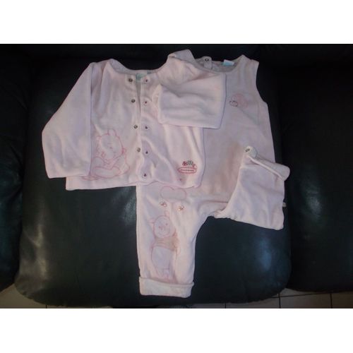 Ensemble Bébé Fille Salopette &#43 Veste Assortie Disney Winnie L&#39ourson Taille 9/12 Mois