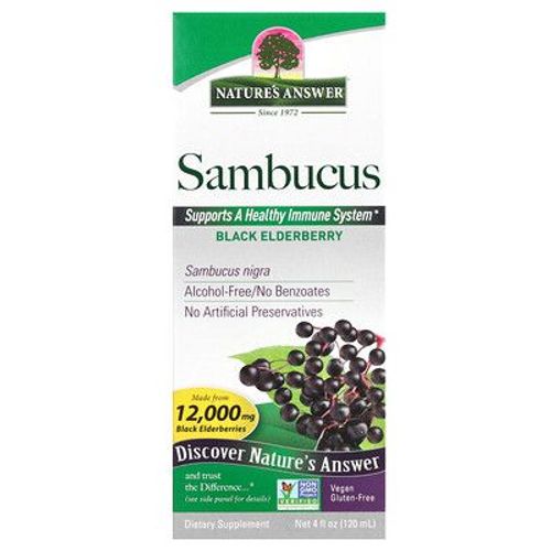 Nature's Answer, Sambucus, Baie De Sureau Noir, Sans Alcool, 2500 Mg, 120 Ml