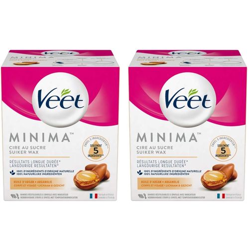 Veet Lot De 2 Cires Au Sucre Minima - Douceur Longue Durée - Corps Et Visage - Argan