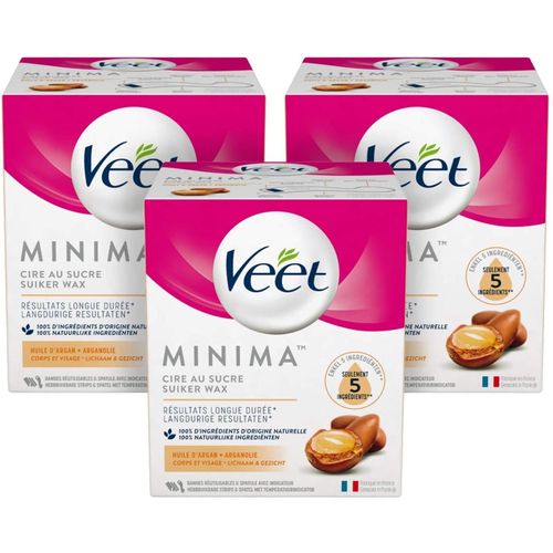 Veet Lot De 3 Cires Au Sucre Minima - Douceur Longue Durée - Corps Et Visage - Argan