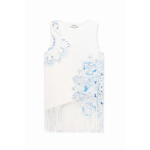 T-Shirt Fleurs Et Franges