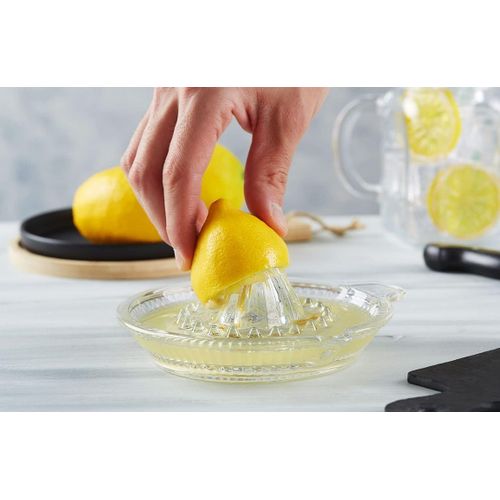 Presse-Agrumes Portable, Alésoir Cristal, Presse-Agrumes Manuel Avec Poignée Et Bec Verseur Pour Jus Frais, Orange Citron Vert, Verre Clair Lourd Marque : Duhaline