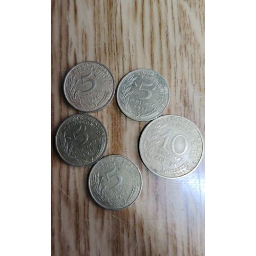 Lot De 5 Pièces De Centimes Française