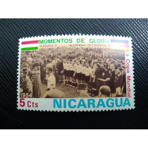 Timbre Nicaragua Y T 957 Coupe Du Monde - 1954 - Hongrie 2 - Allemagne Rfa 3 1974 (060509 )