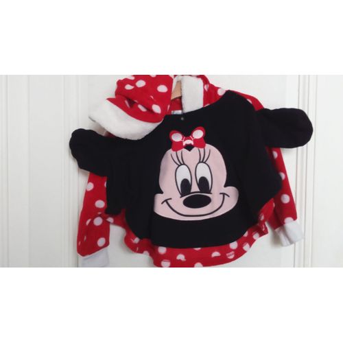 Poncho Avec Capuche En Polaire Bébé Fille Disney Minnie Idée Cadeau
