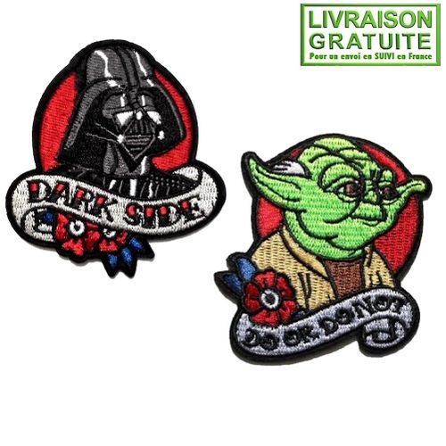 Lot De 2 Patchs Écussons Star Wars Dark Vador Maître Yoda Jedi - Thermocollants
