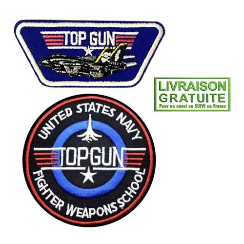 Lot De 2 Patchs Écussons Top Gun Maverick F-14 Us Navy - Thermocollants