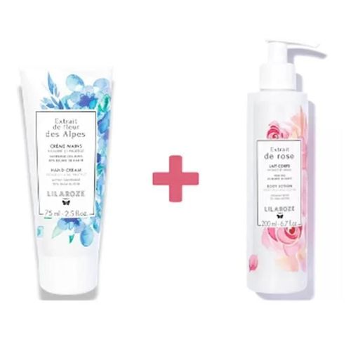 Lilaroze Paris Crème Mains Extrait De Fleur Des Alpes Nourrit Et Protège + Lait Corps Extrait De Rose Hydrate Et Apaise Beurre De Ka 
