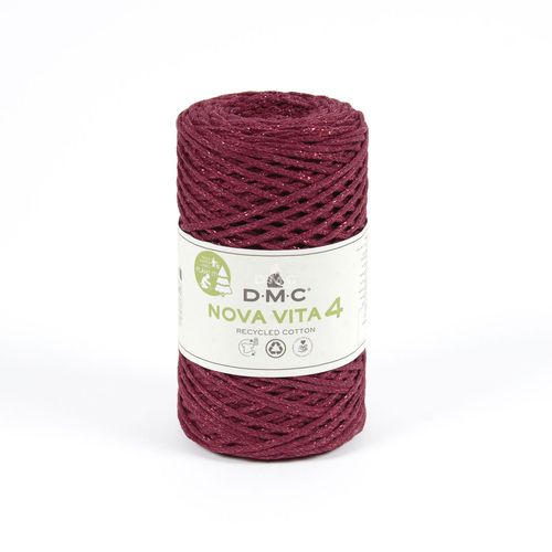 Fil Coton Recyclé Eco Vita Metallic 4mm Col. 115 Rouge Rose