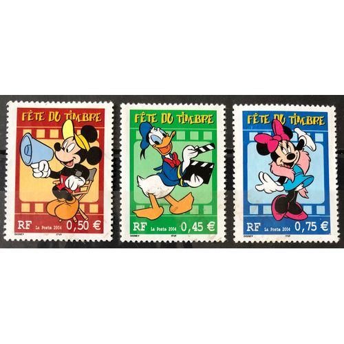Série Fête Du Timbre 2004 - N° 3641 Mickey + 3642 Donald + 3643 Minnie Obl - Cote 3,50€ - France Année 2004 - Brn83 - N31950