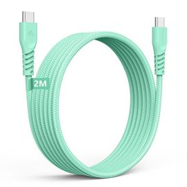 SHIBA-Long 2m Câble USB C vers USB C 60 W, Câble tressé de Type C vers C Charge Rapide Compatible avec iPhone 15, iPad Pro, MacBoo[7