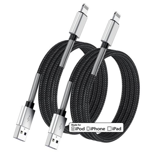 Shiba-Lot De 2 Câble Iphone 2m, [Mfi Certified] 2m Câble De Chargeur Rapide Iphone, Long Câble Usb A Vers Lightning Court, 6ft Cor[1