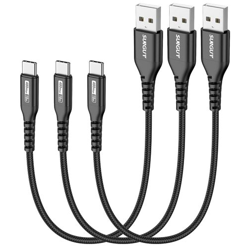 SHIBA-Cable USB vers USB C, 3 pièces 0.3m 3A Cable USB C Charge Rapide, Cable USB Type C compatible avec iPhone 16/15 Series, Gala[1