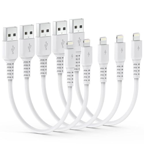 SHIBA-Lot de 5 câbles Lightning USB courts certifiés MFi - Câble de charge rapide pour iPhone - 30 cm - Compatible avec iPhone 14 [1
