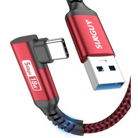 SHIBA-Câble USB C, 2m Câble USB C 90 Degrés Angle Nylon USB vers USB C Compatible avec iPhone 16/15 Pro Max, Galaxy S24/S23/S22, P[1