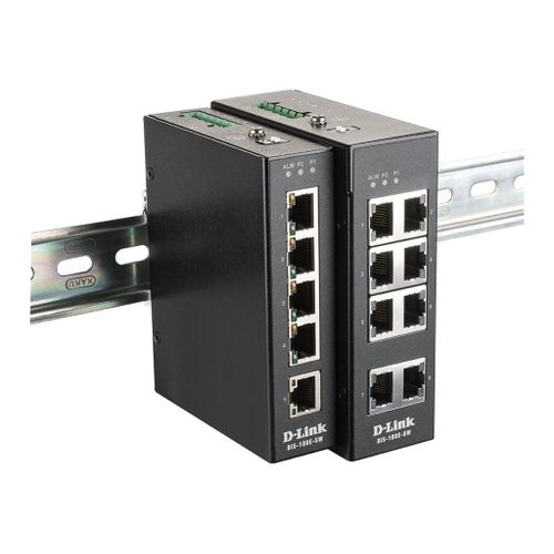 D-Link DIS 100E-5W - Commutateur - non géré - 5 x 10/100 - Montage sur rail DIN, fixation murale - Tension CC