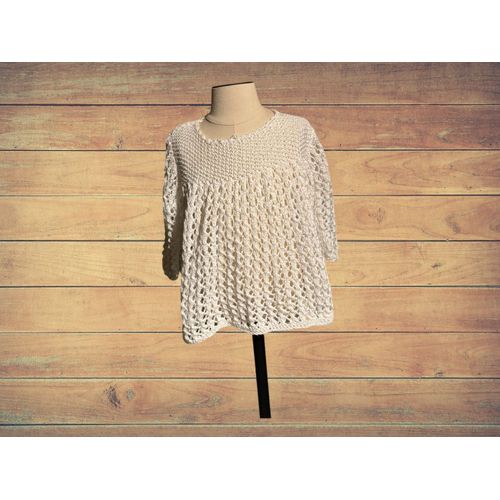 Robe Bébé Fille Points Ajourés - 100 % Coton - Fait Main - Taille 12 Mois