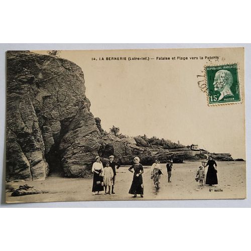 Carte Postale Ancienne, France, Loire Atlantique 44, La Bernerie, Falaise Et Plage Vers La Patorie