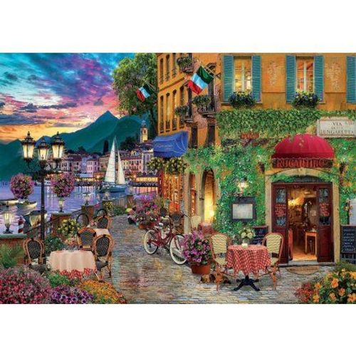 Puzzle Adulte Village Italien Au Bord D'une Rivière - 2000 Pieces - Set Collection Paysage Et Montagne Italie + 1 Carte Tigre