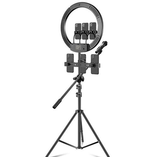 Ring Light LED 18 Pouces Avec Trépied 2.1m Et Microphone Pour Diffusion En Direct YONIS