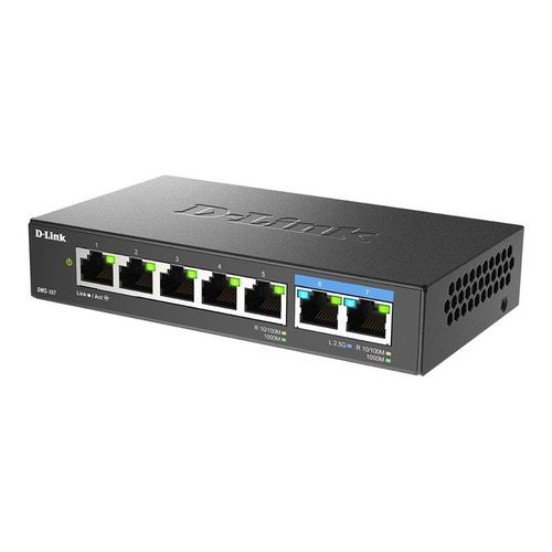 D-Link DMS 107 - Commutateur - non géré - 5 x 10/100/1000 + 2 x 2.5GBase-T - de bureau, fixation murale