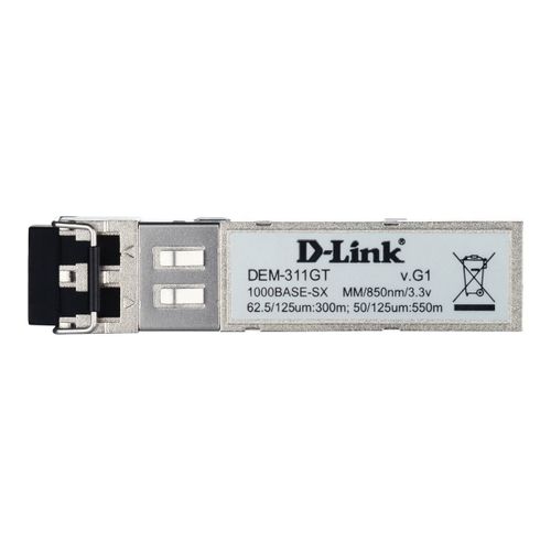 D-Link DEM 311GT - Module transmetteur SFP (mini-GBIC) - 1GbE - 1000Base-SX - LC multi-mode - jusqu'à 550 m - 850 nm