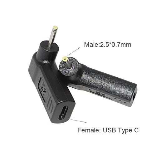 Adaptateur d'alimentation pour ordinateur portable,connecteur Dc,prise USB Type C femelle à mâle universel- 2.5-0.7mm-E