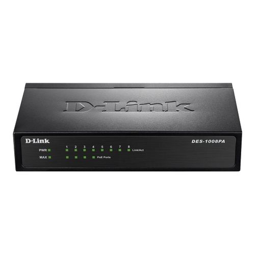 D-Link DES 1008PA - Commutateur - non géré - 4 x 10/100 (PoE) + 4 x 10/100 - de bureau - PoE