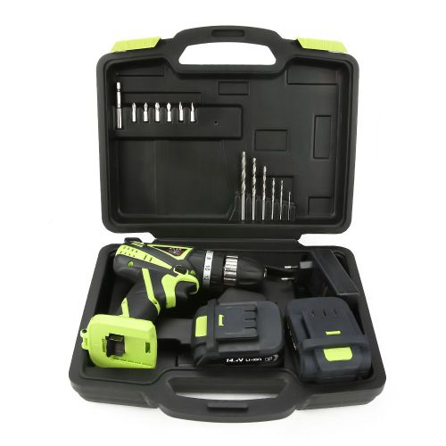 Kit de tournevis de perceuse électrique sans fil à main avec batterie au lithium rechargeable 14,4 V