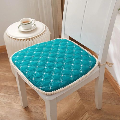 Tapis De Chaise De Salle À Manger Matelassé Coussin De Tabouret Respirant Super Doux Pour Le Salon Cercle Matelassé,Bleu Paon