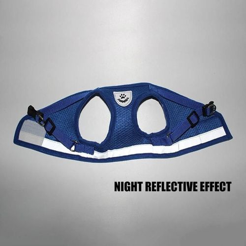Chien Harnais Gilet Laisse De Marche Réfléchissante Pour Chiot Chien Tissu En Maille Respirante Bleu,Xs
