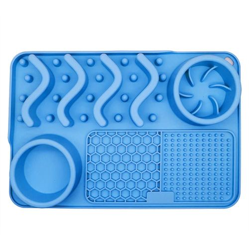 Coussin De Léchage Pour Animaux De Compagnie Avec Ventouse Silicone Sans Bpa Empêcher La Suffocation Coussin Pour Petit Moyen Grand Chien Bleu Ciel