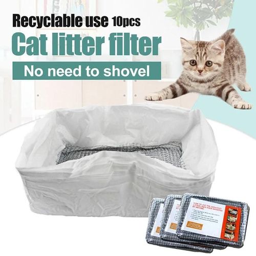 10 Pcs Réutilisable Excréments De Chat Filtre Filet Chats Tamisage Bac À Litière Doublures Doublures De Bac À Litière Élastique