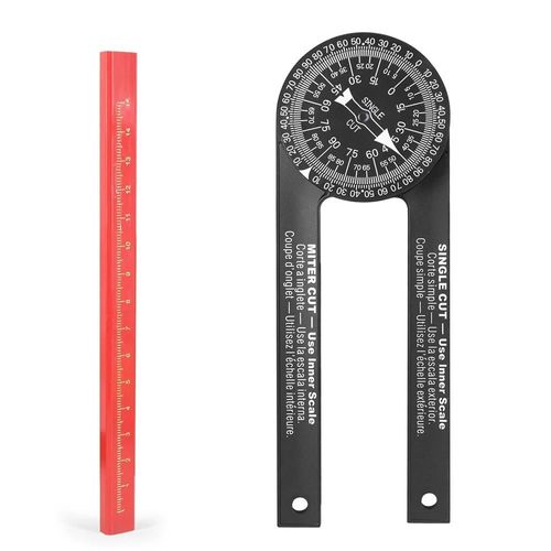 Scie à onglets Rapporteur en aluminium Protractor Angle Finder Precision Laser-Inside Outside Mitre Angle Finder Pour Charpentiers Noir