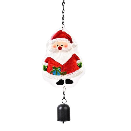Carillons éoliens en verre coloré du Père Noël Maison Suspendu Ornement Accessoires Pour Fenêtre De Porte Murale 32X10cm