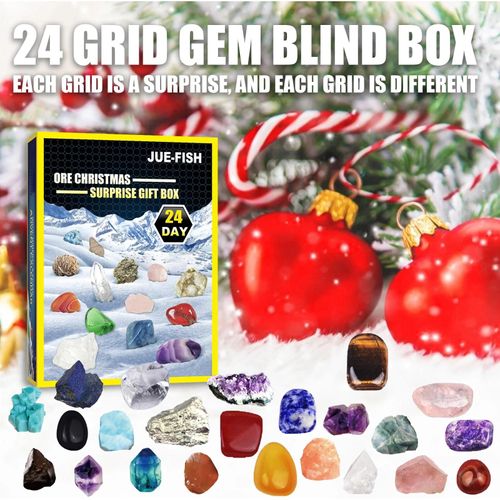 Pack De Pierres Naturelles 24 Jours Minéraux Calendrier De L'avent Crystal Rock Collection Collection Cadeau Pour Les Enfants & Les Passionnés De Géologie Nouveau