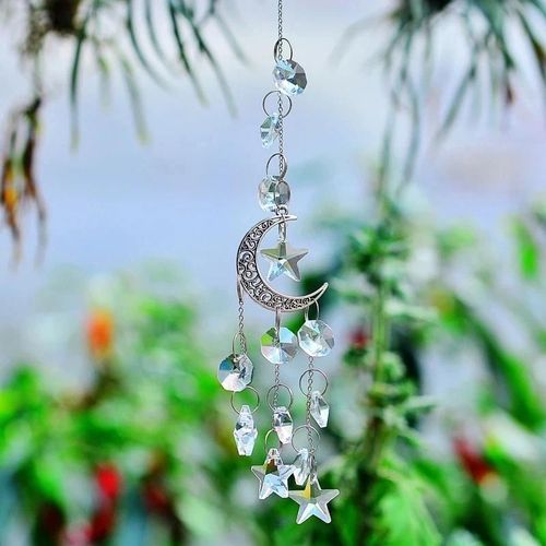 Fenêtre Belle Suspension Ornement Cristal Prisme Suncatcher Pendentif En Cristal Pour Jardin Intérieur Argent