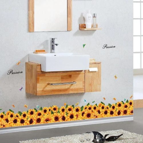 Autocollants muraux de mode PVC Tournesol pour armoire Fenêtre Chambre à coucher Salle d'étude Canapé/TV Fond Art Décalcomanies Décoration de la maison