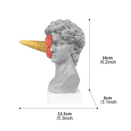 Crème glacée créative David Statue moderne Simple Résine Artisanat Ornement de bureau personnalisé pour la maison Salon Chambre Fraise