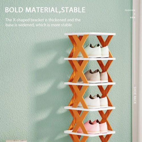 Étagère À Chaussures En Plastique Empilable Bricolage Gratuit Combinaison À Plusieurs Niveaux Organisateur De Chaussures Pour Couloir D'entrée Bleu Nordique,Quatre Couches