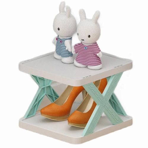 Étagère À Chaussures En Plastique Empilable Bricolage Gratuit Combinaison À Plusieurs Niveaux Organisateur De Chaussures Pour Le Couloir D'entrée Bleu Nordique,Double Couche