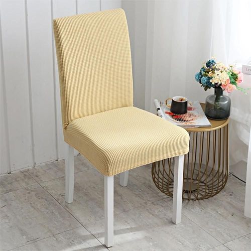 Housse De Chaise Universelle Extensible Moderne Motif Treillis Salle À Manger Chaise Protecteur Champagne