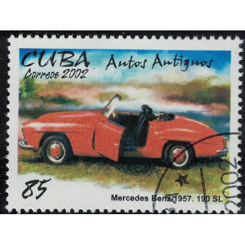Cuba 2002 Oblitéré Used Transports Voiture Car Mercedes Benz 190 Sl De 1957 Su