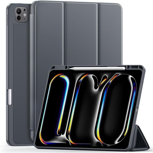 Coque Pour Ipad Pro 13 Pouces 2024 Avec Porte-Stylo, Couverture Arrière Souple En Tpu Pliable En Trois Parties Pour Ipad Pro 13, Prend En Charge Pleinement Pencil Pro/Usb-C, Gris S[Pad5128217]