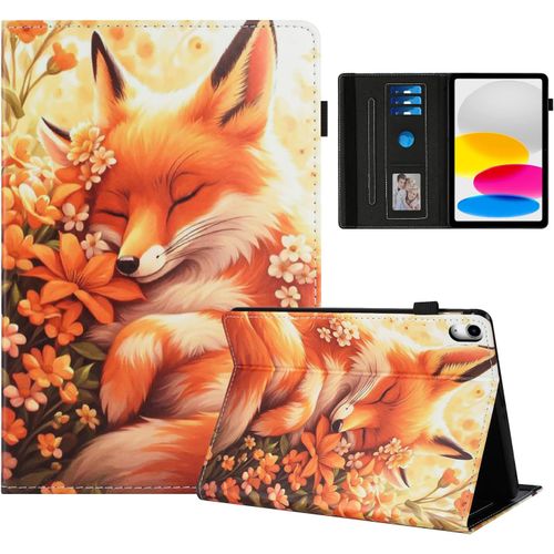 Coque Pour Ipad 11 Pouces(A16) 2025/Ipad 10ème Génération 10.9 Pouces 2022 Impression Graphique Housse En Tablette Cuir Pu Protection Pour Ipad 10.9 Renard En Fleur[Pad5128023]