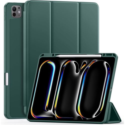Coque Pour Ipad Pro 13 Pouces 2024 Avec Porte-Stylo, Couverture Arrière Souple En Tpu Pliable En Trois Parties Pour Ipad Pro 13, Prend En Charge Pleinement L'apple Pencil Pro/Usb-C[Pad5128224]