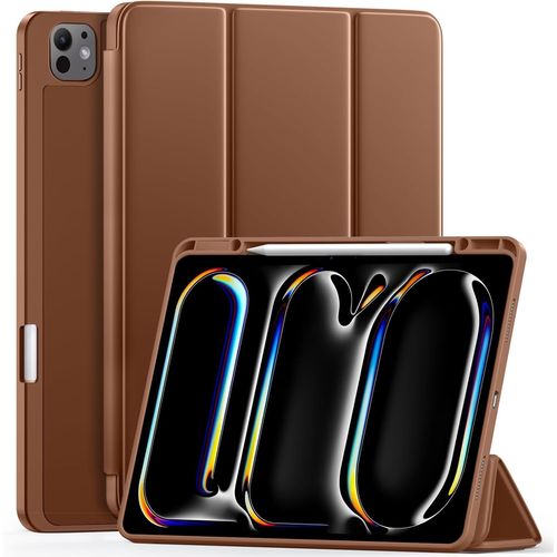 Coque Pour Ipad Pro 13 Pouces 2024 Avec Porte-Stylo, Couverture Arrière Souple En Tpu Pliable En Trois Parties Pour Ipad Pro 13, Prend En Charge Pleinement Pencil Pro/Usb-C, Brun[Pad5128226]