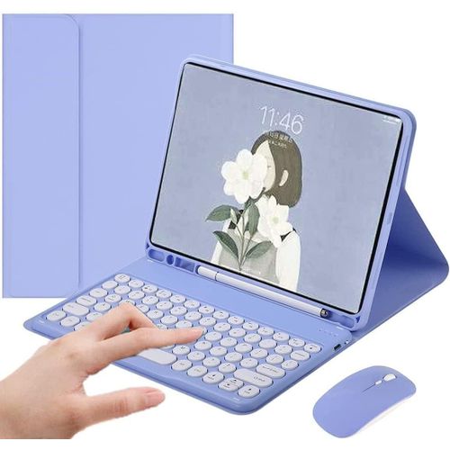 Étui Avec Clavier Pour Samsung Galaxy Tab S7 Fe /S7 Plus/S8 Plus 12,5"" Avec Souris, Étui Souple Intelligent Avec Clavier Bluetooth, Clavier Sans Fil Amovible Avec Porte-Crayon (Vio[Pad5127366]