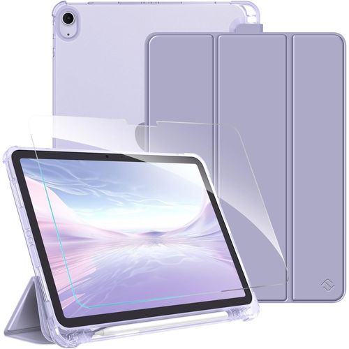 Coque Pour Ipad Air 11 Pouces M3/M2 (2025/2024) - [Avec 1 Verre Trempé & Rangement De Stylet] Coque Trans Givrée, Housse Arrière Souple, Étui Fin Et Léger, Lilas[Pad5126781]